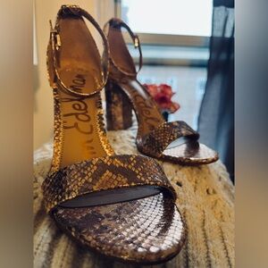 Sam Edelman Metallic Snake Print Heels